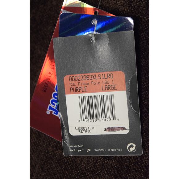 NWT Nike Purple LSU Polo with Gold Accents Pique Knit Sz L Embroidery Licensed - Picture 5 of 10